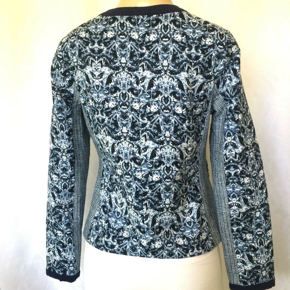 Nanette Lepore Blue Print Quilted Jacket Blazer M - Picture 2 of 7